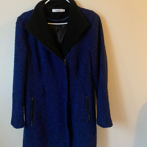 Ricki's Navy Textured Trench Coat with Black Collar - Picture 5 of 7